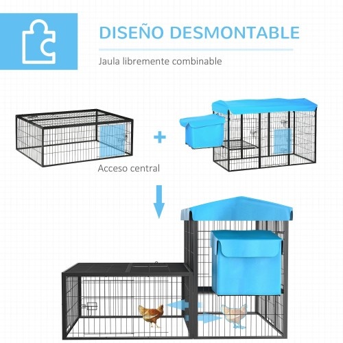 Galinheiro PawHut de aço inoxidável reforçado