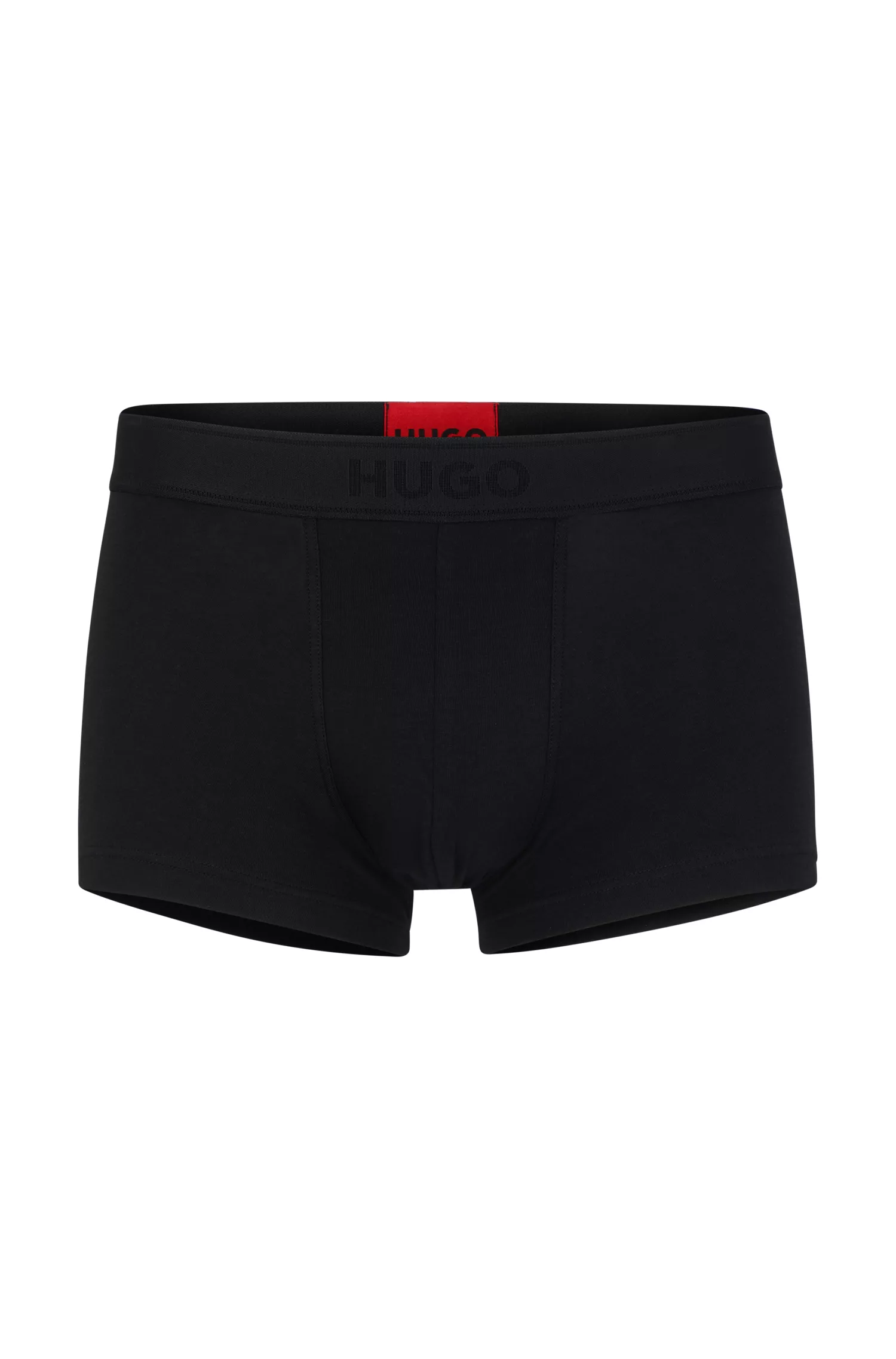 Cueca boxer HUGO vermelha, em algodão stretch, cintura regular, com logo em formato de marcador.