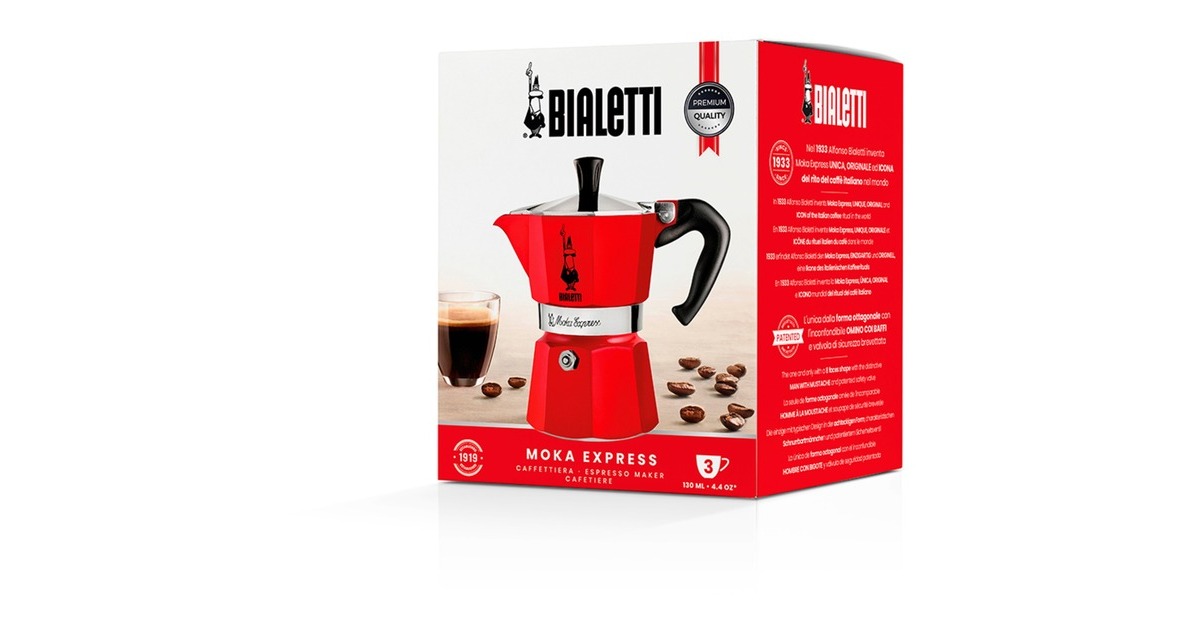 BialettiMoka Express 4942 espressomachine  (Rood, 3-kops)