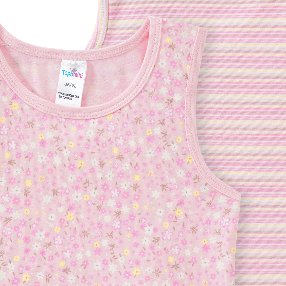 Topomini 2 Baby Unterhemden im Muster-Mix rosa