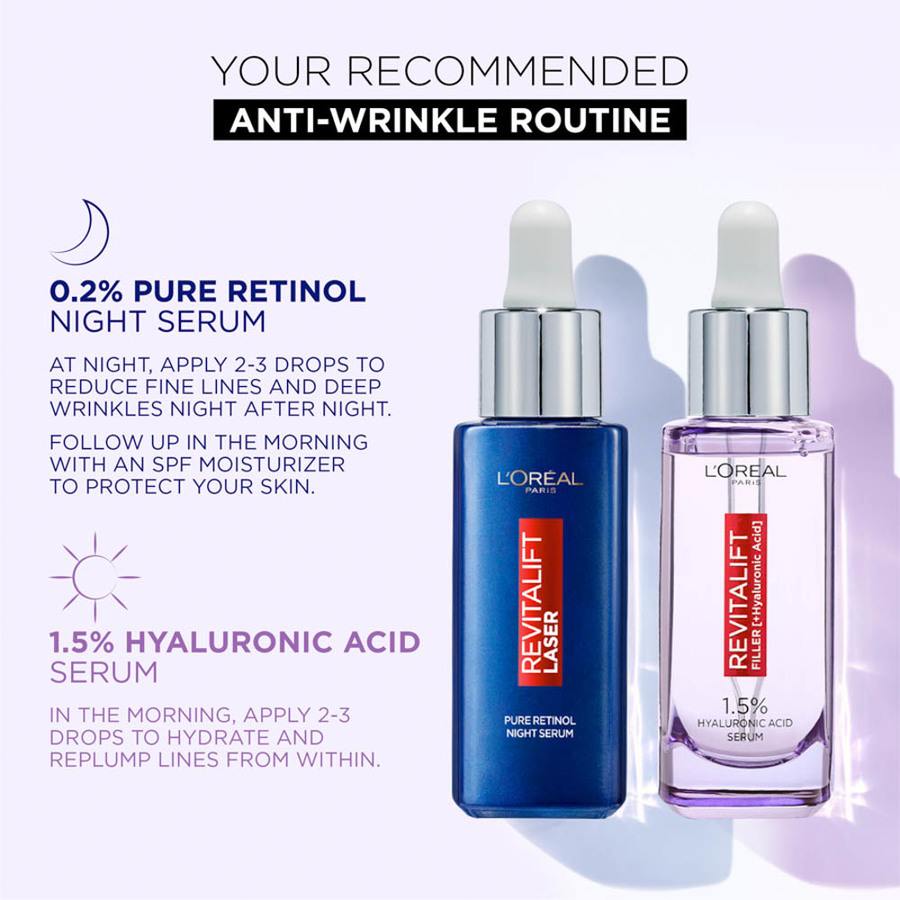 L'Oréal Paris Revitalift Filler 1,5% Hyaluronic Acid Serum + Revitalift Laser Pure Retinol Night Serum