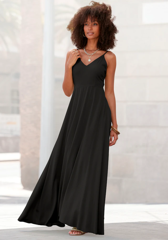 LASCANA Maxikleid aus gewebter Viskose, Cut-Out am Rücken, Sommerkleid