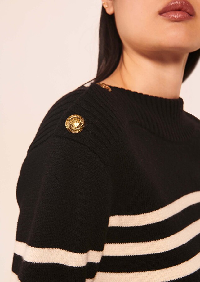 Pull Poetenoir marinière en laine