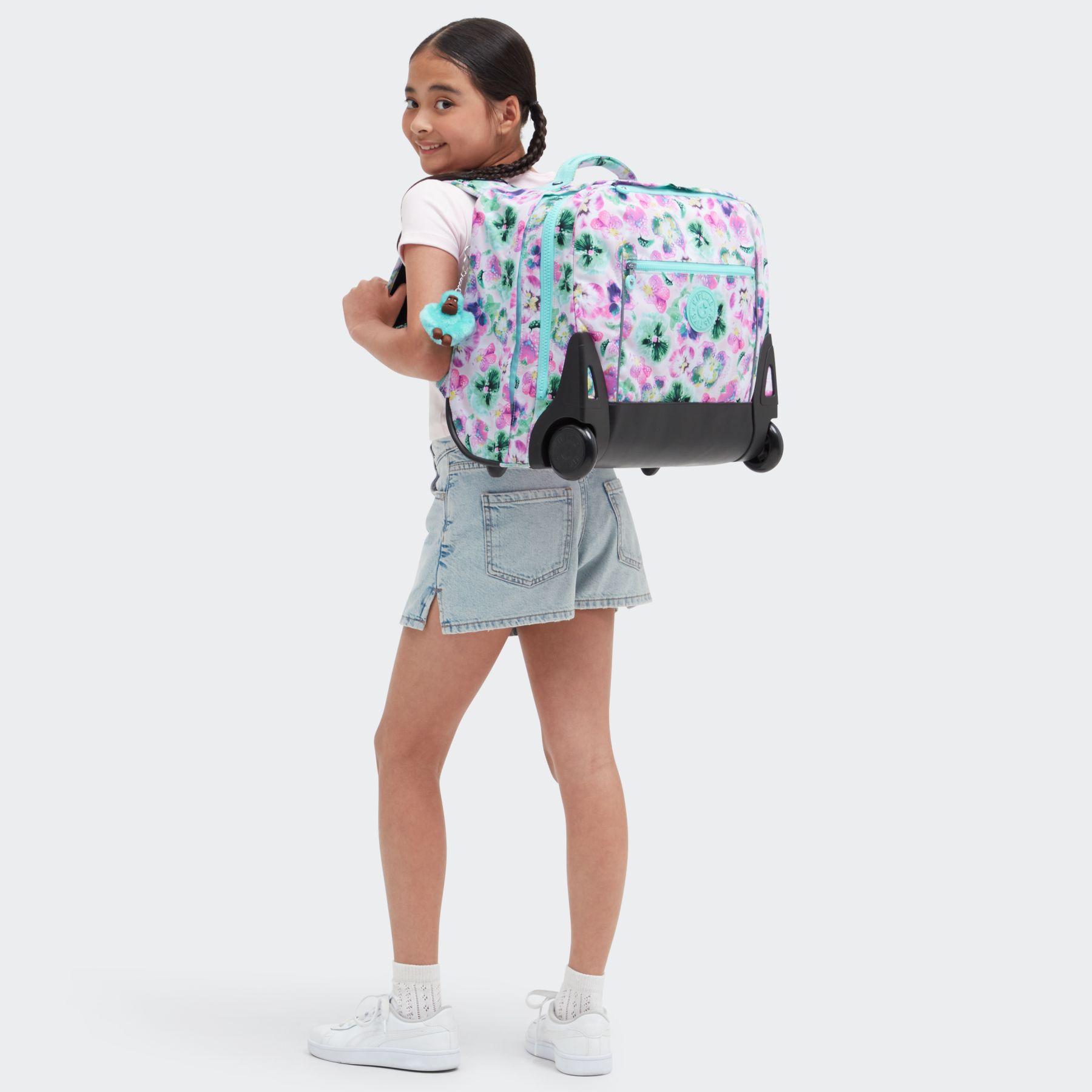 GIORNO Grand sac à dos à roulettes avec compartiment pour ordinateur - Aqua Blossom
