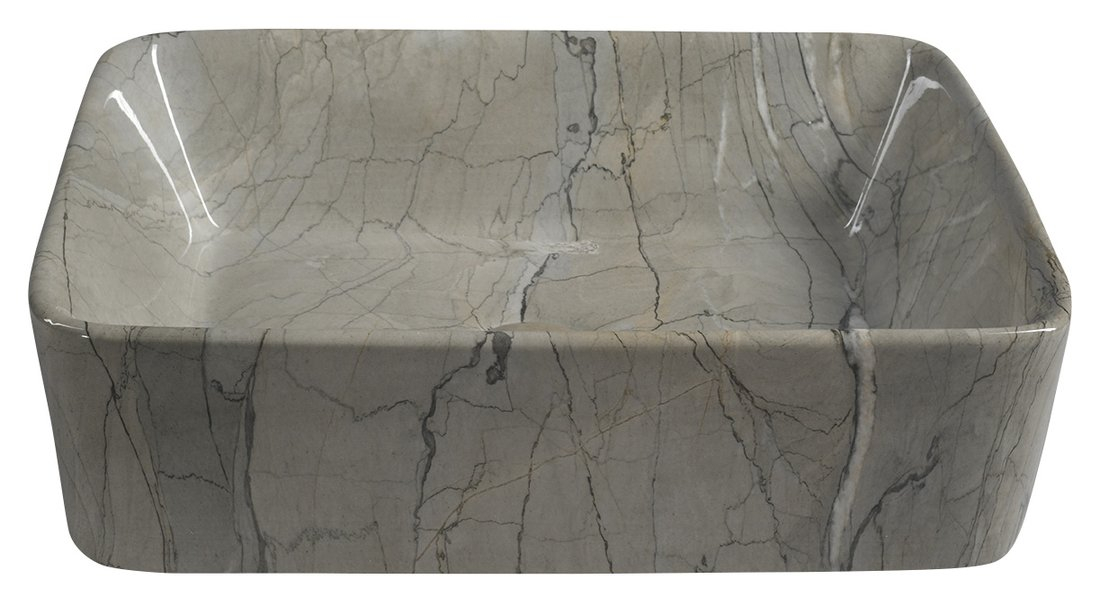 Sapho Dalma keramische waskom grijs marmer structuur 48x38x13cm