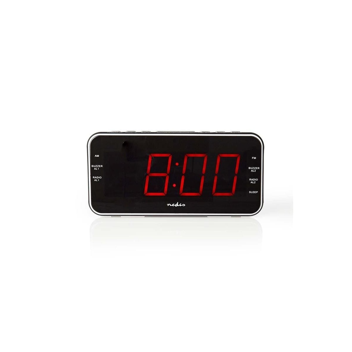 Nedis Digital Alarm Clock Radio | LED Vise | 1x 3.5 mm Lyd inngang | Tidsframskriving | AM / FM | slumrefunksjon | Sleep timer | Antall alarmer: 2 | Sort