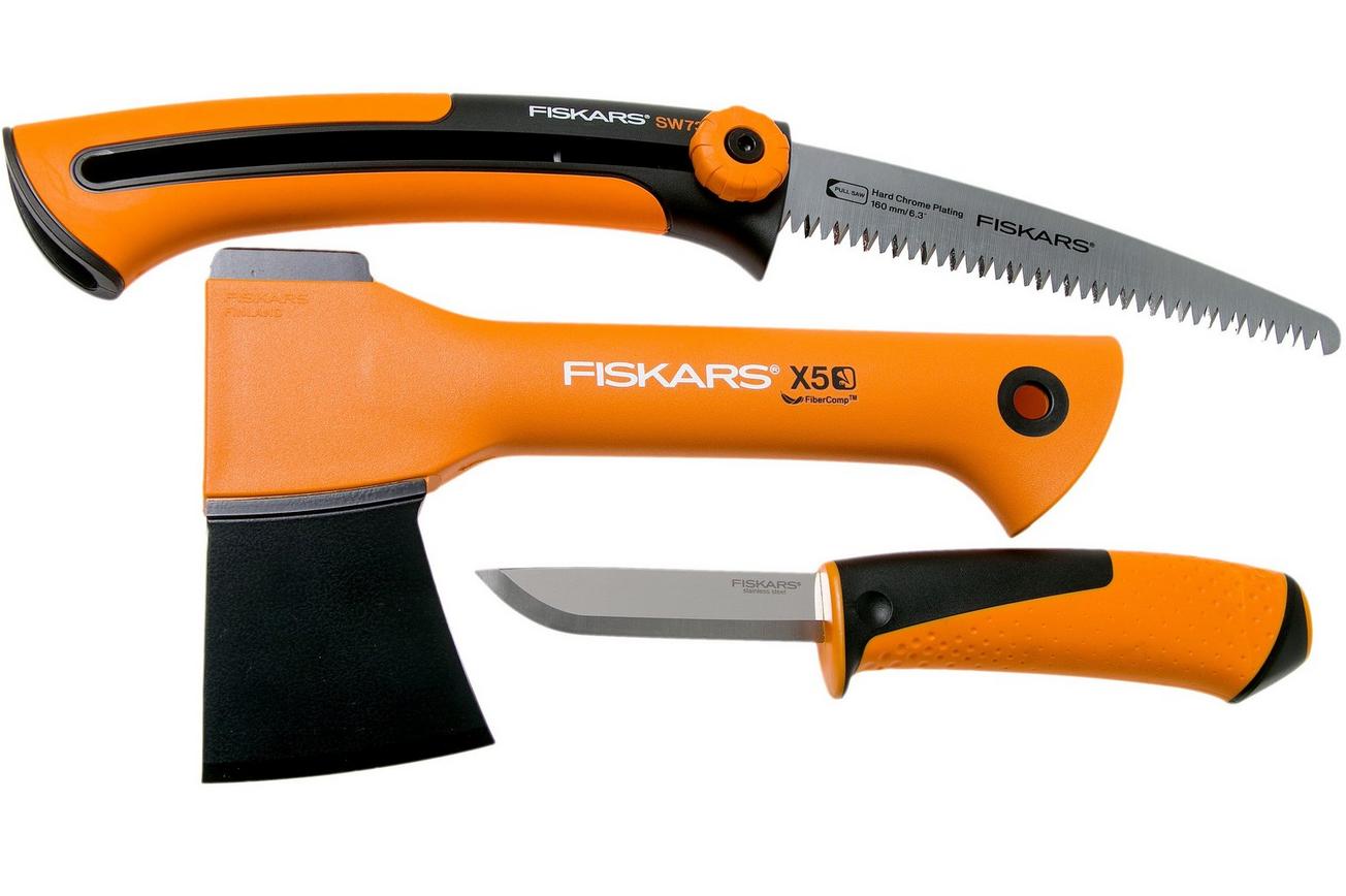 Fiskars X5 camping set met bijl, zaag en mes