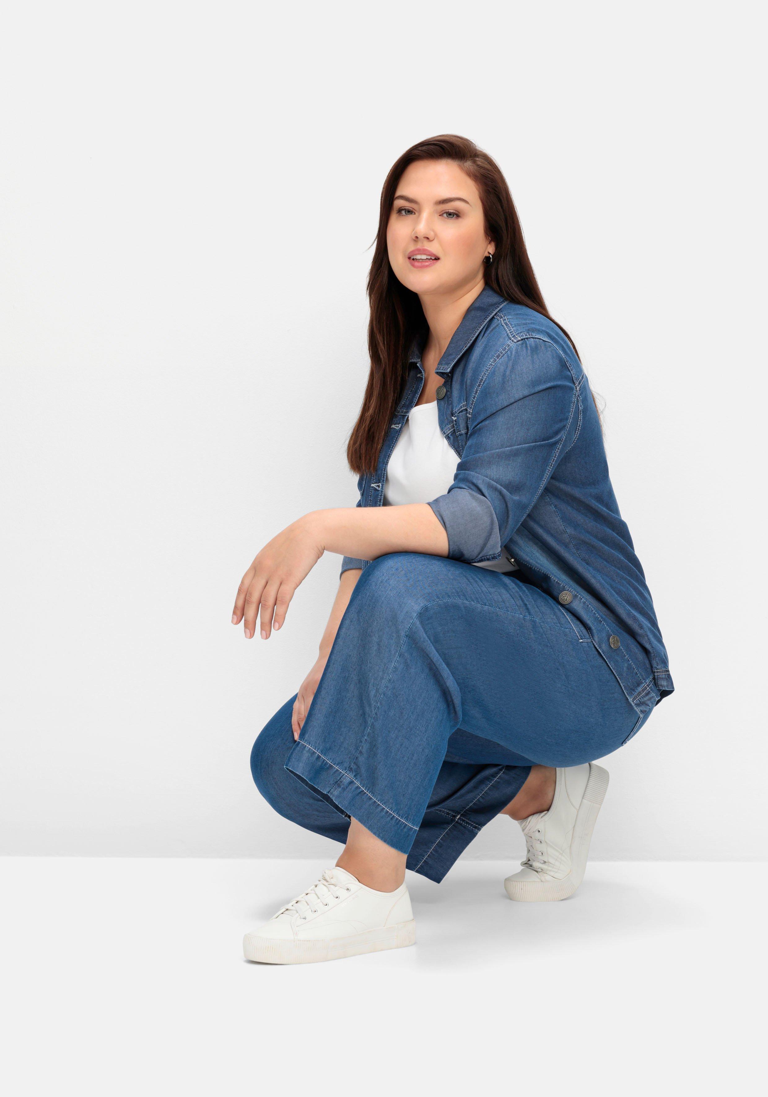 Weite Jeans aus  TENCEL™ Lyocell, mit Kontrastnähten