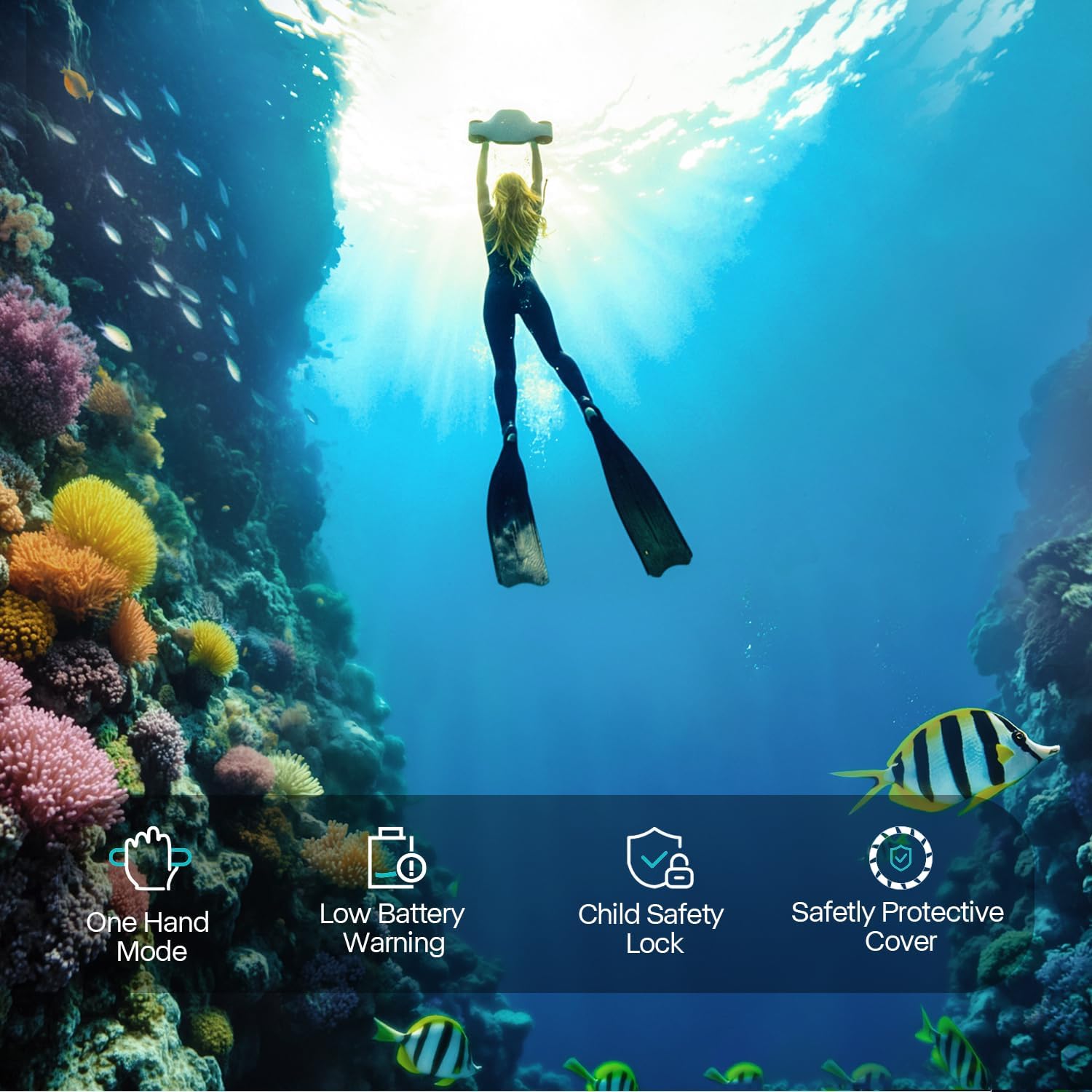 Asiwo Unterwasserscooter Tauchscooter Manta 2 mit Starker Schub,Seascooter mit mit Action Kamera Halterung Doppelmotor für Tauchen Schwimmen Schnorcheln Abenteuer und Fischen jagen