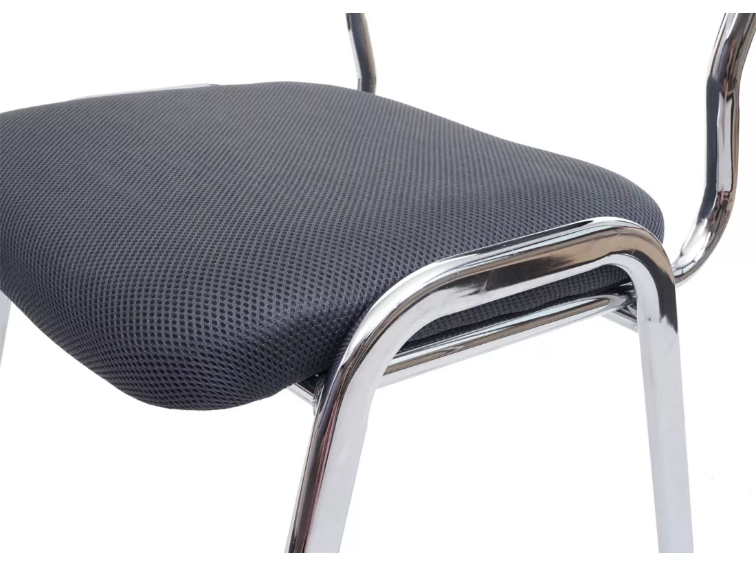 Chaise visiteur H401 Empilable (lot de 4), siége gris foncé, pieds chromés