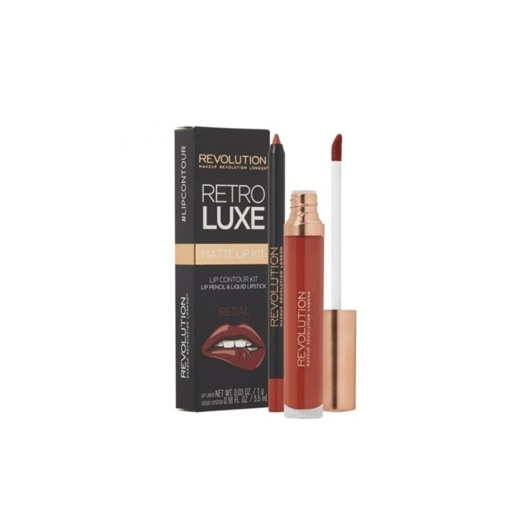 Revolution Retro Luxe Matte Kit Königliches Lippen-Make-up-Set: Lipgloss 5,5 ml + Lippenstift 1 g