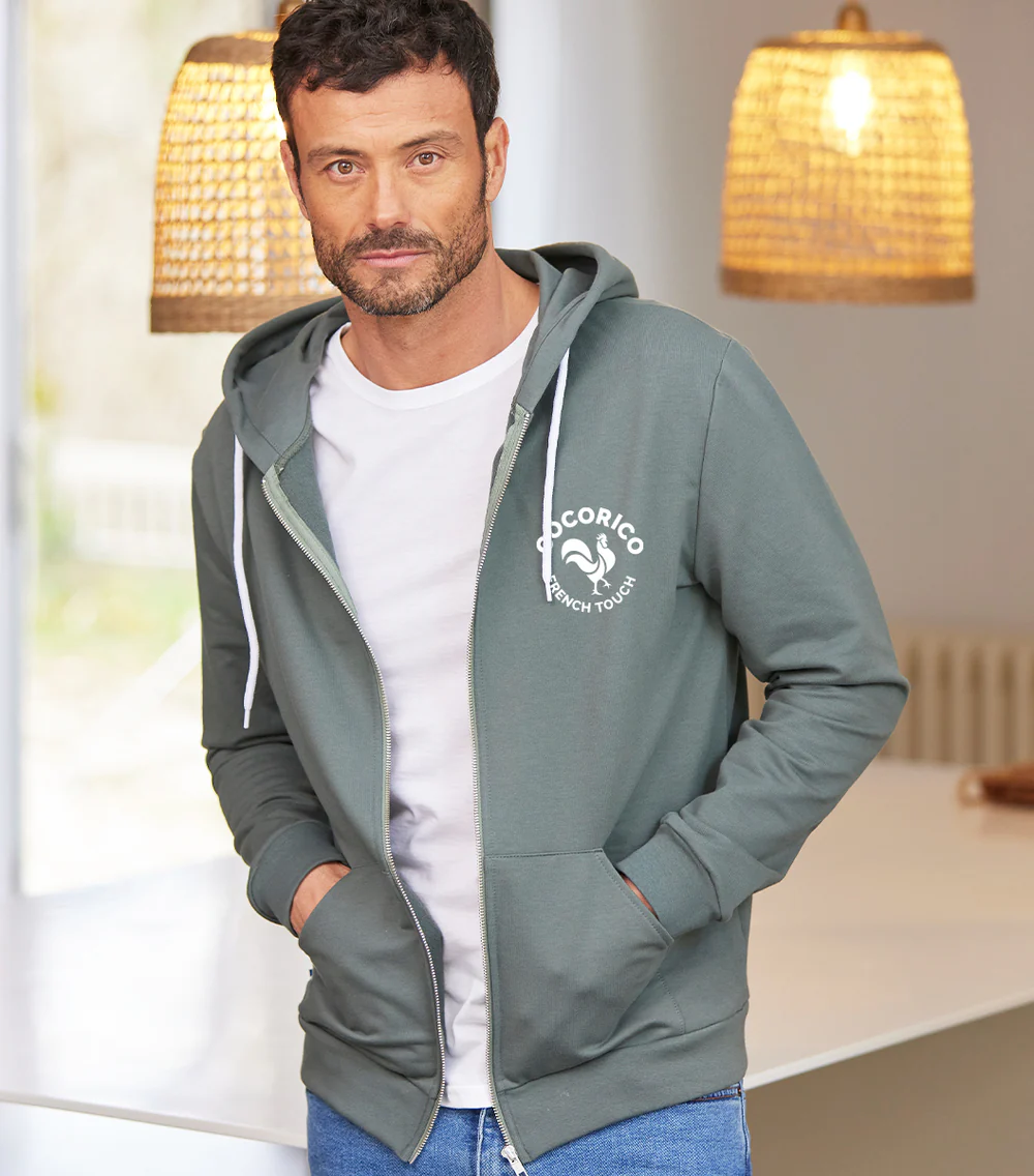 Sweat zippé Homme Sauge - Coq Français