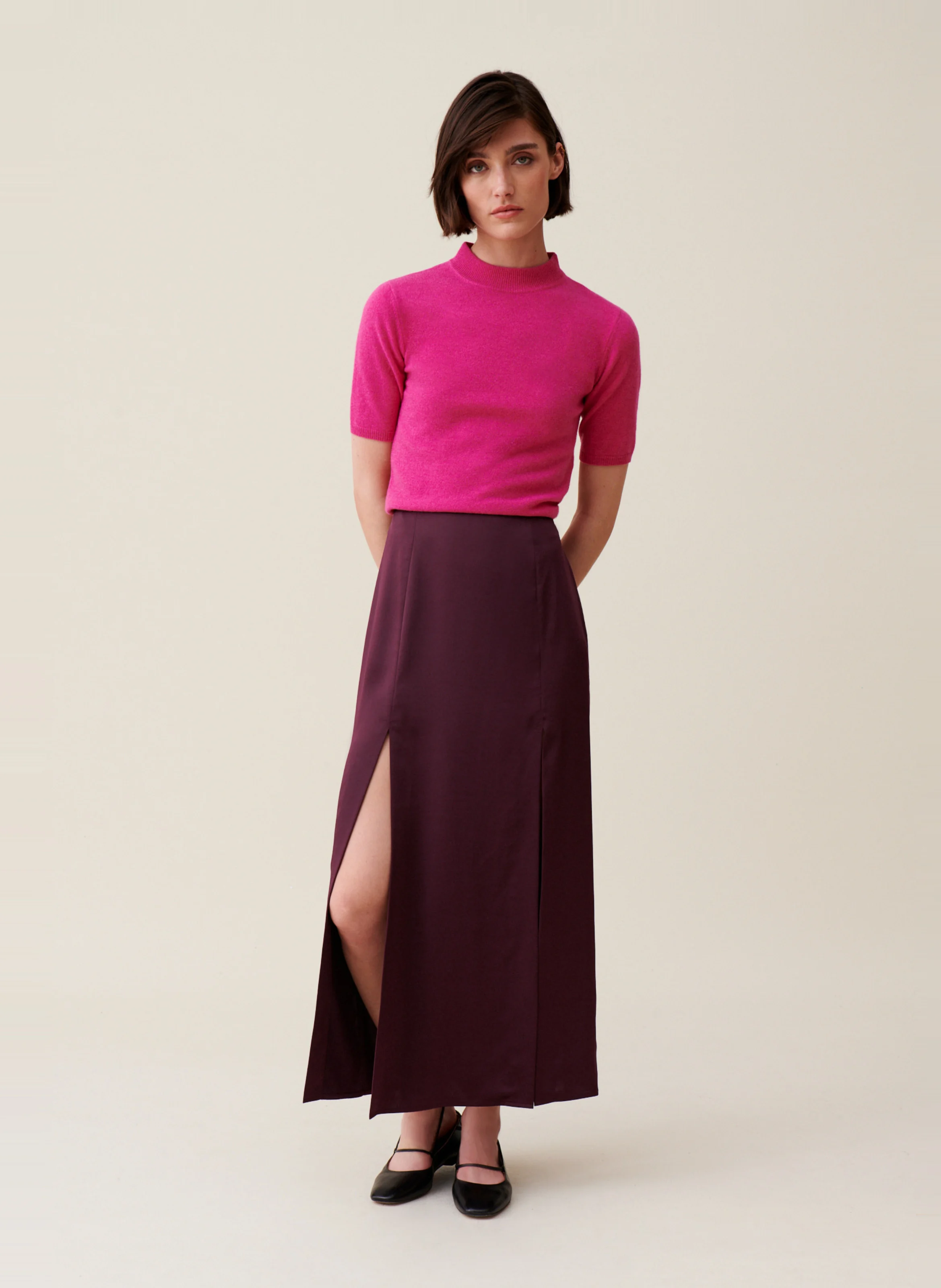 Jupe longue droite | Rouge