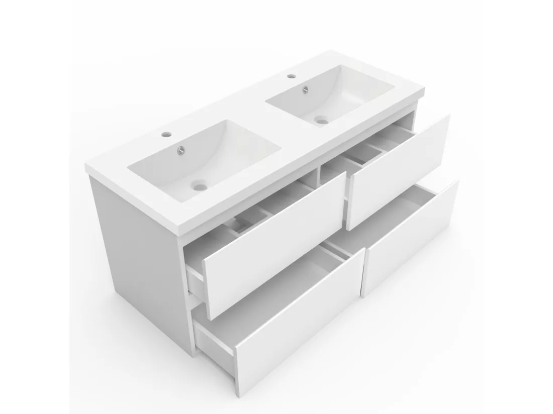 Aica vasque double Résine de synthèse blanc l.120 x P.46.5 cm vasque à encastrer