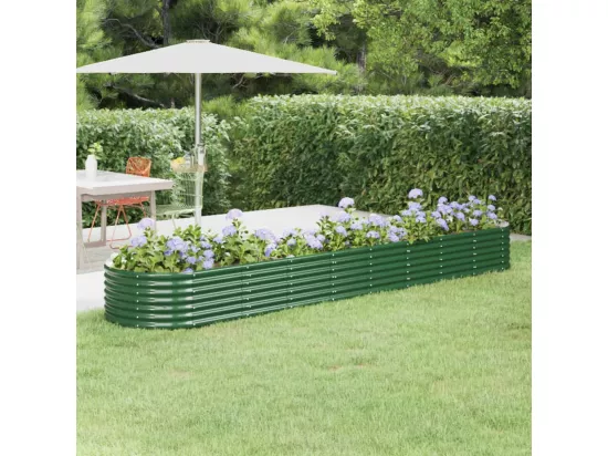Lit surélevé de jardin Acier enduit de poudre 368x80x36 cm Vert