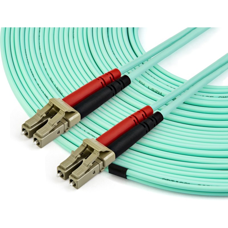 StarTech.com Câble Fibre Optique Multimode de 15m LC/UPC à LC/UPC OM4, Fibre Zipcord 50/125µm LOMMF/VCSEL, Réseaux 100G, Faible Perte d'Insertion, Cordon de Raccordement Fibre LSZH