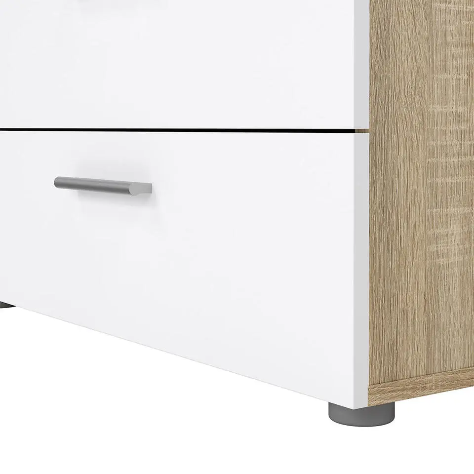 Hioshop Pepe kommode 8 lades eikenstructuur decor- wit hoogglans