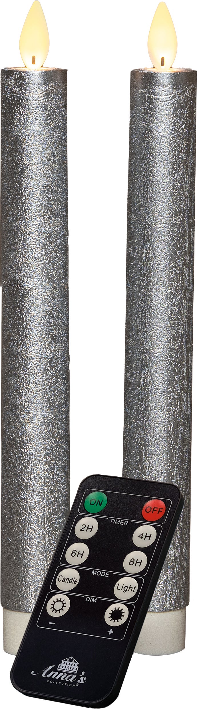 Anna's Collection LED dinerkaars zilver met afstandsbediening D 2,5 H 23 cm 2 stuks