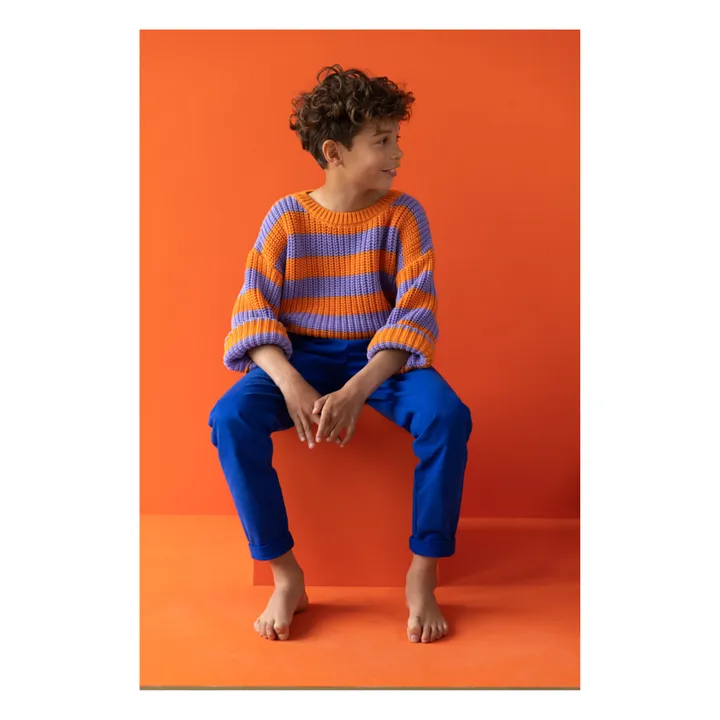 Yuki Pull Chunky Rayure Coton Bio | Orange