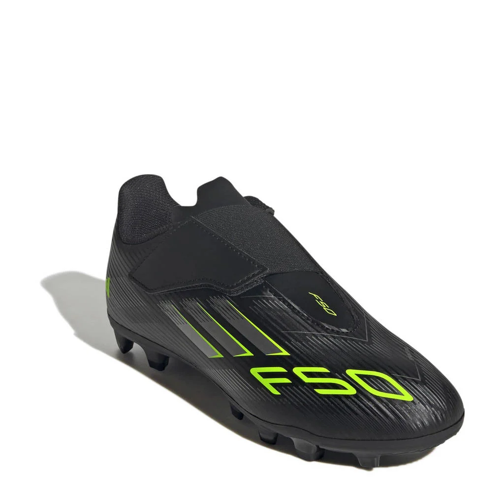 adidas Performance F50 Club Velcro FG/MGjunior voetbalschoenen zwart/zilvergrijs/geel
