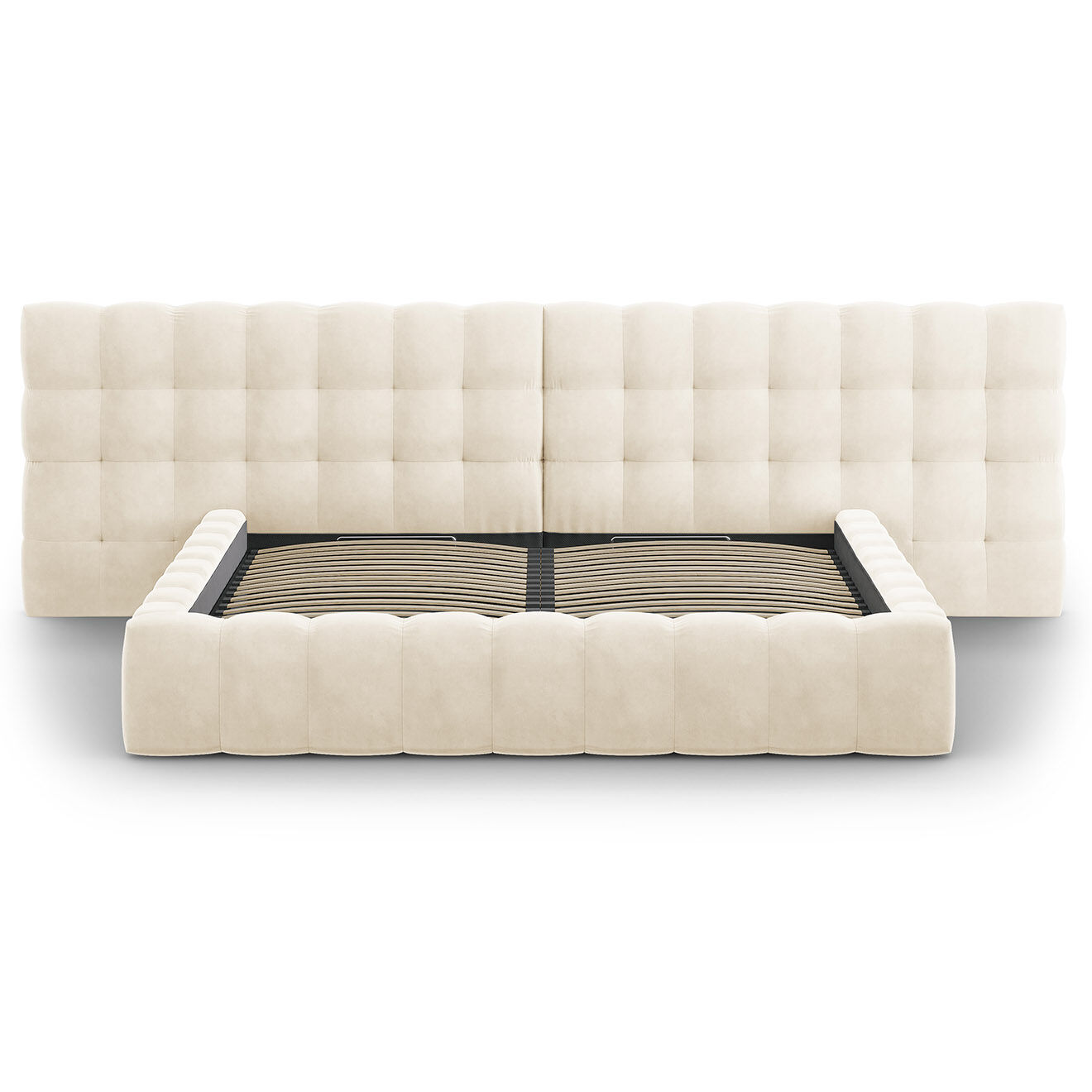 Cosmopolitan Design Lit avec coffre de rangement Bali Velours beige clair - 200x200 cm