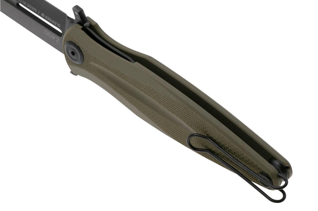 ANV Knives Z400 BB VZ400-017 Black DLC Sleipner, Olive G10, zakmes