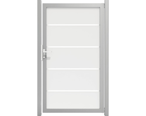 Enkele poort GroJa Belfort links zonder paal, kozijn aluminium 100 x 180 cm blokstreep
