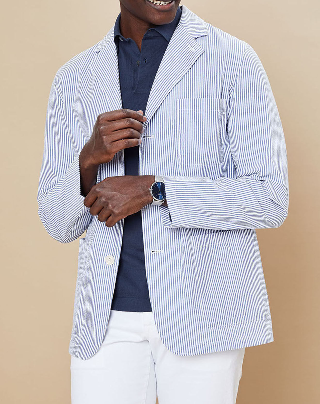 Hartford Veste Jobby à rayures marine/blanc