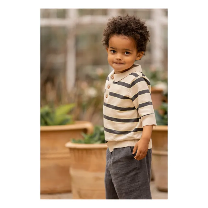 Fliink Polo Maille Favo Rayure | Beige