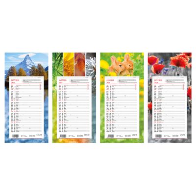 Calendrier Lecas long - mensuel à feuillets - 16 x 33,3 cm - disponible dans différentes couleurs