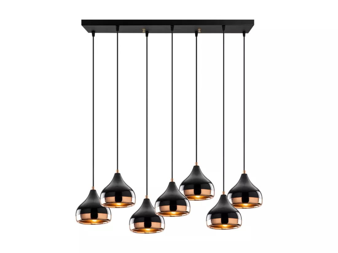 Suspension filaire noire et cuivrée 7 lampes MAYA