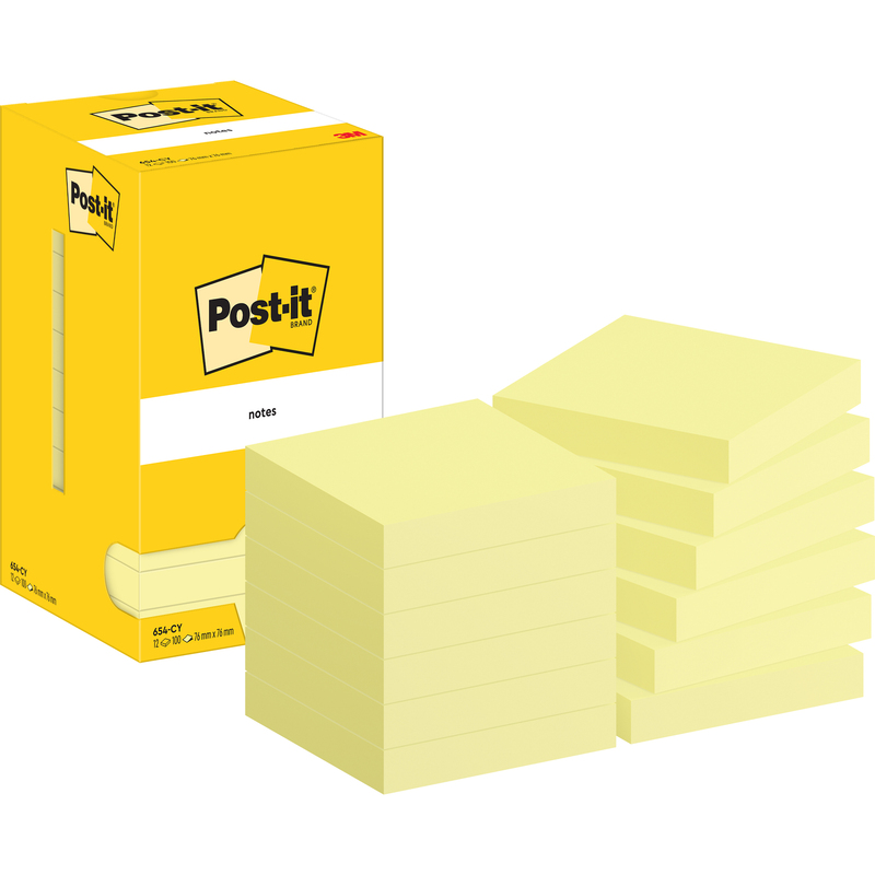 Post-it Haftnotizen, 76 x 76 mm, 12 x 100 Blatt