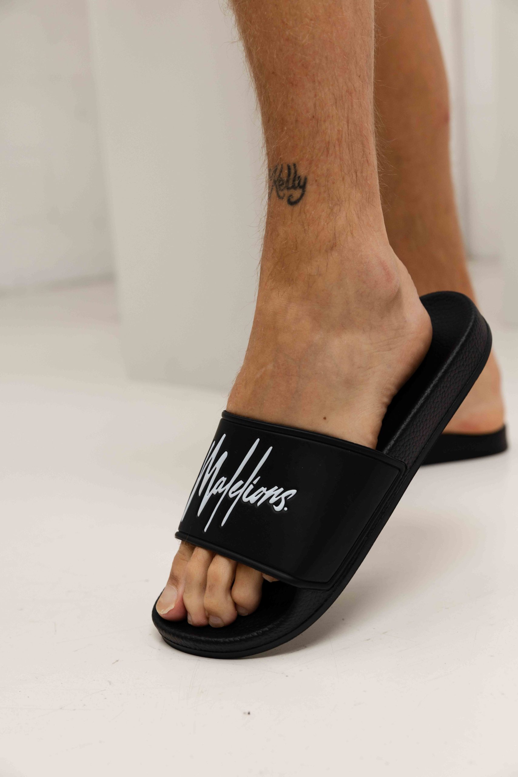 Malelions Signature Slippers Heren Zwart/Wit