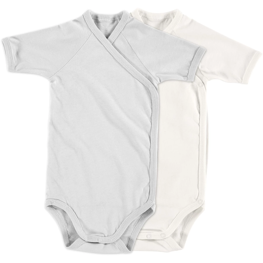 Alvi® Kurzarmbody 2er Pack grau + weiß