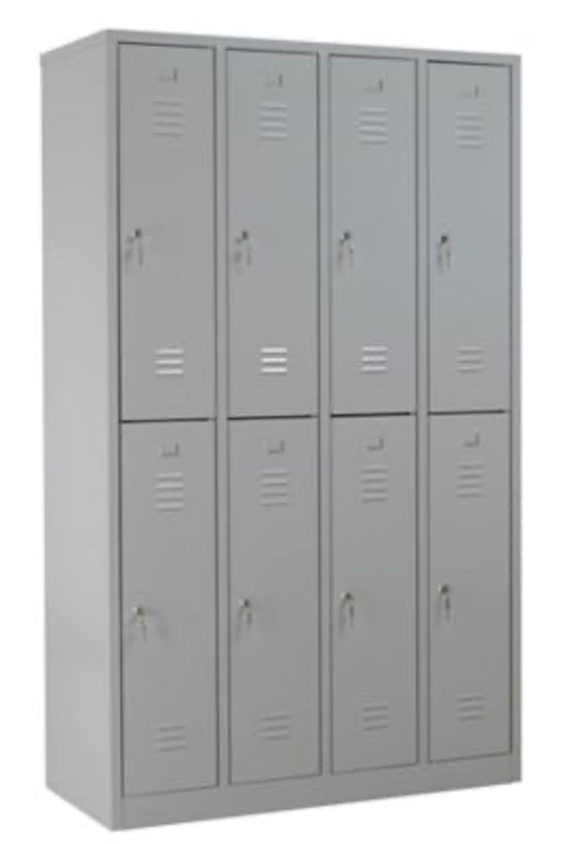PROREGAL Garderobekast Camel 8 Compartimenten HxBxD 195 x 117 x 50 cm Cilinderslot Grijs