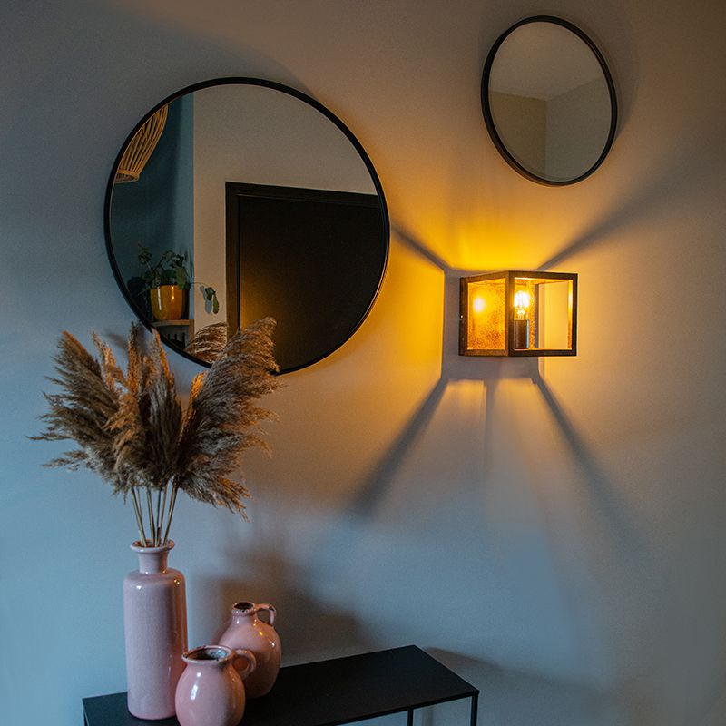 Industriële wandlamp roestbruin - Cage