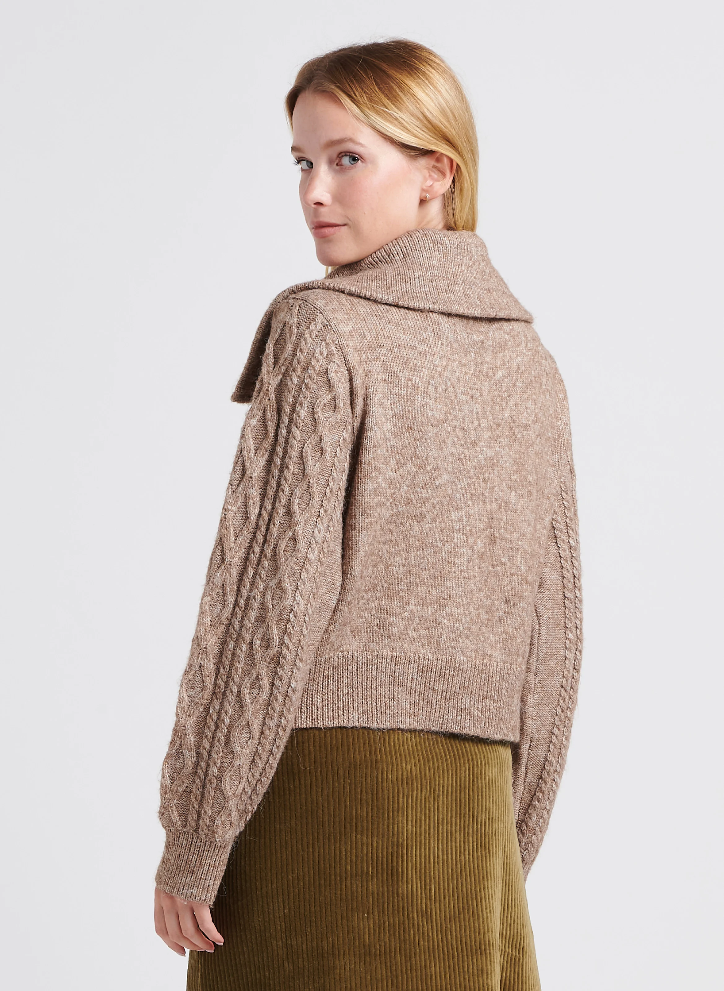 SOLANGE - Gilet court col camionneur| Marron