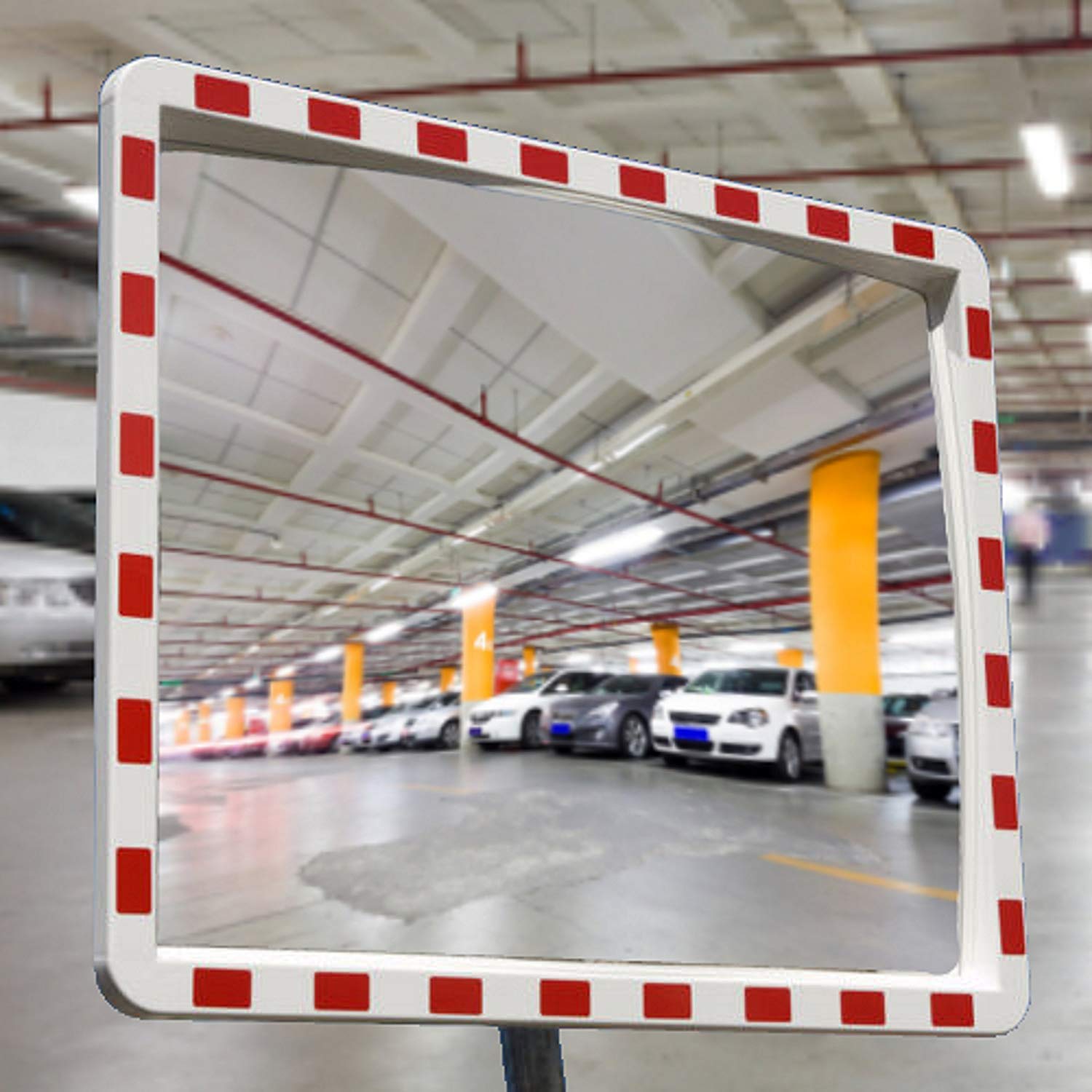 professioneller Verkehrsspiegel mit Reflektoren Konvexspiegel Sicherheitsspiegel Beobachtungsspiegel 40x60 cm Top Sicht mit Dichtung wetterfest Einfahrt Ausfahrt Strasse Garage