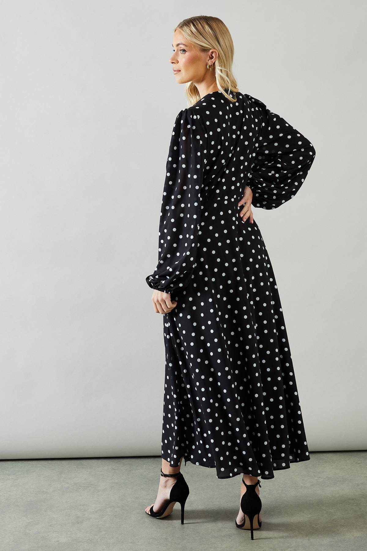 Wallis Robe Midaxi Portefeuille en Mousseline à Petits Pois