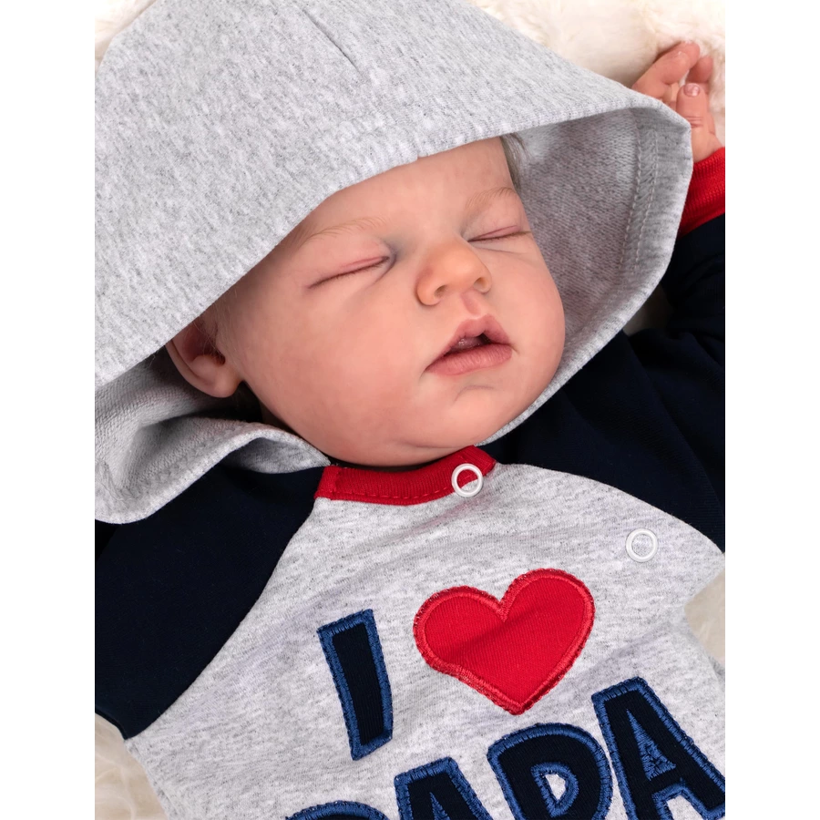 Baby Sweets Overall I love Mama & Papa grau navy