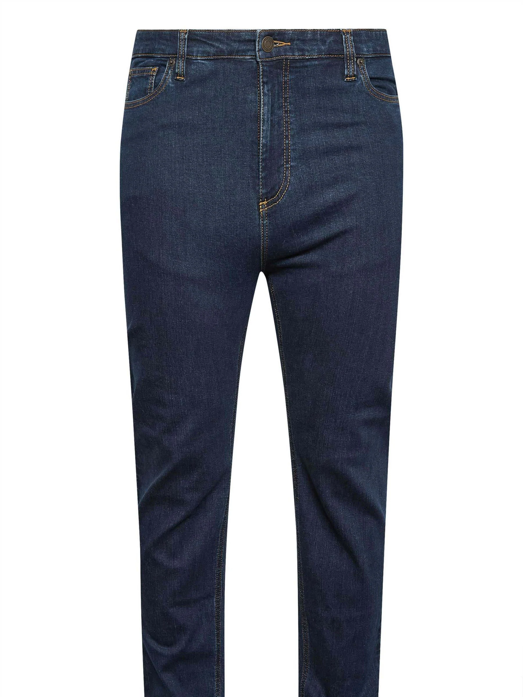 Blauw - BadRhino Big & Tall jeans met stretch op de pijpen
