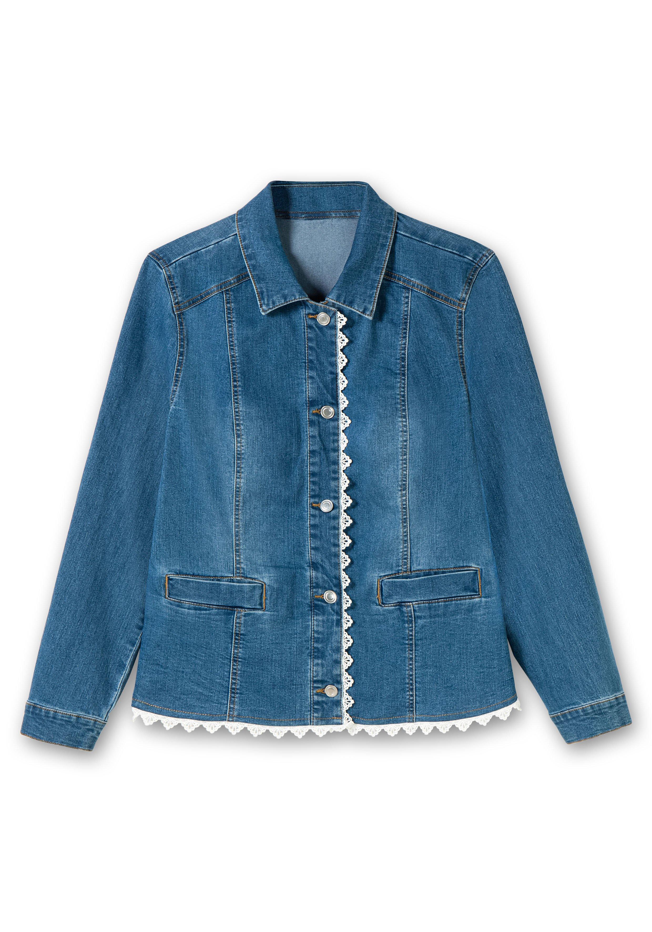 Jeansblazer mit Spitzenborte