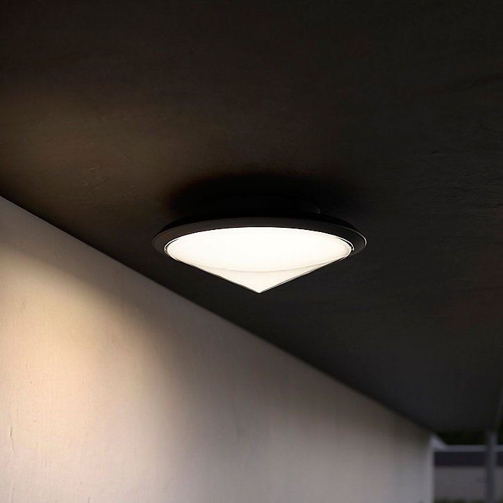 Plafonnier Ortano LED intégrée 1100lm 20W IP44 GoodHome noir
