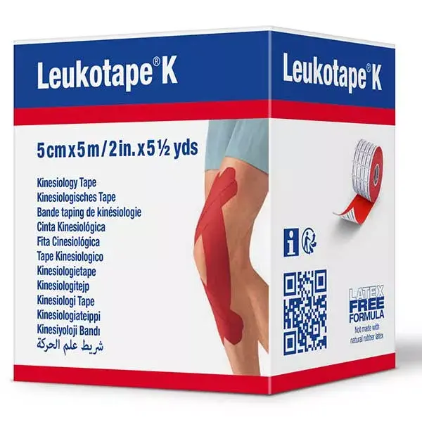 Fita adesiva elástica Leukotape K, vermelha, 5 cm x 5 m