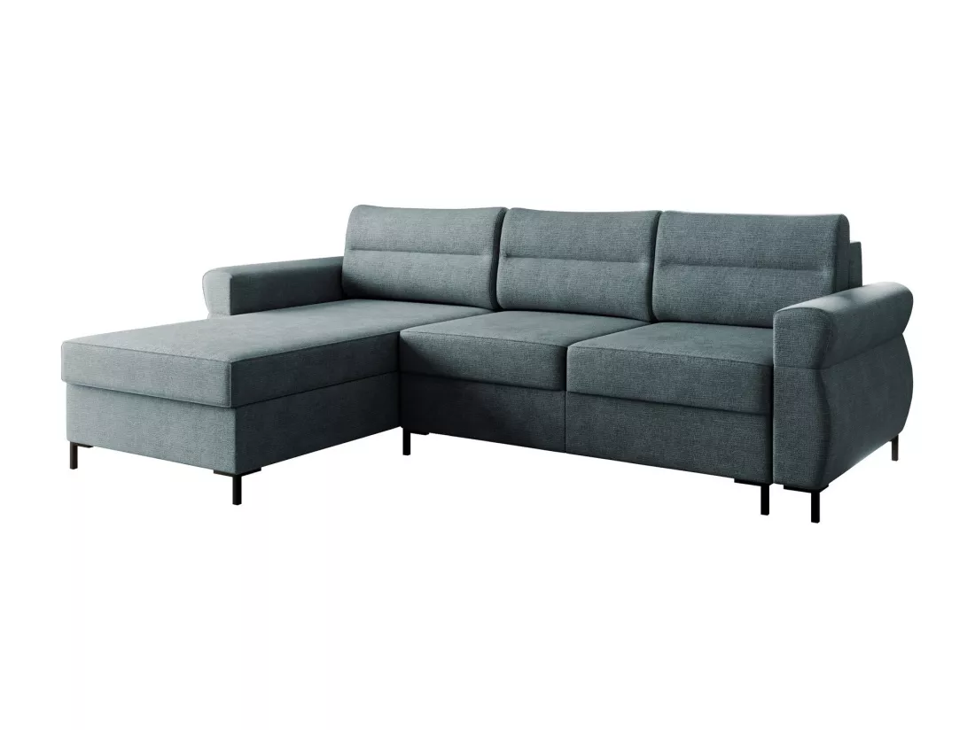 Canapé d'angle Stonecrest 103, Bleu, Fonction de couchage, Boîte de literie, 258x170x92cm