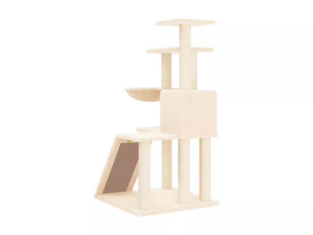 Arbre à chat avec griffoirs en sisal Crème 94 cm