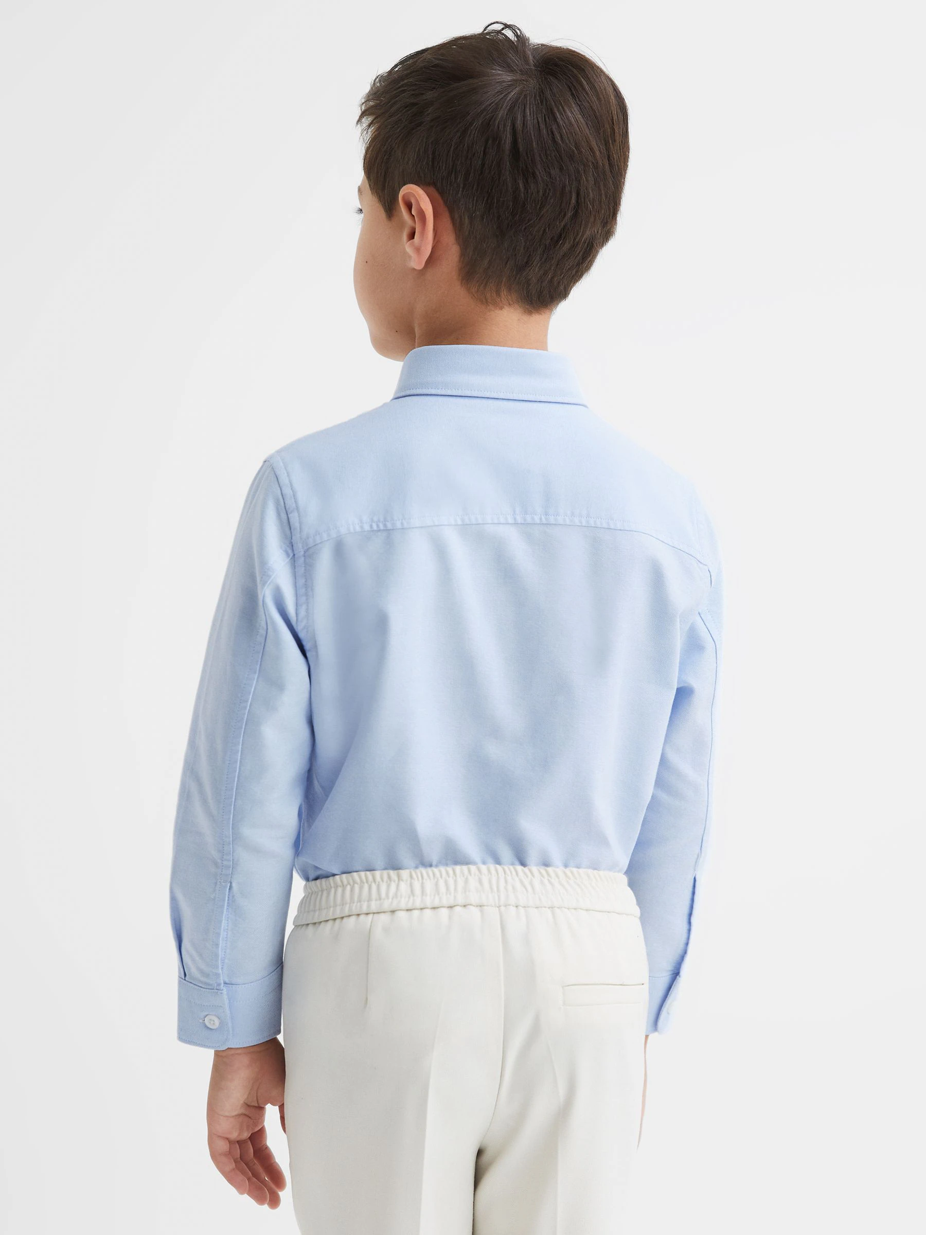 Zachtblauw - Reiss Greenwich Oxford overhemd met knopen
