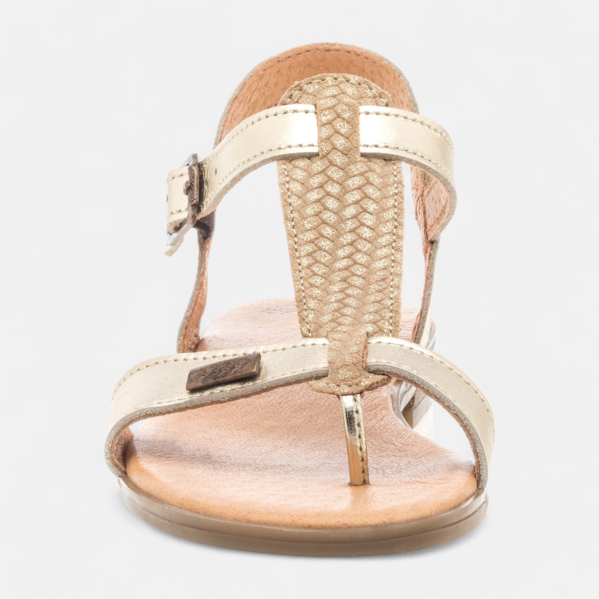 Nu-pieds Femme en cuir or