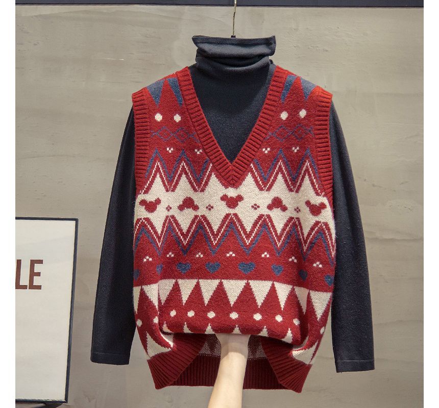 Keiko Girl - V-hals vest met patroon