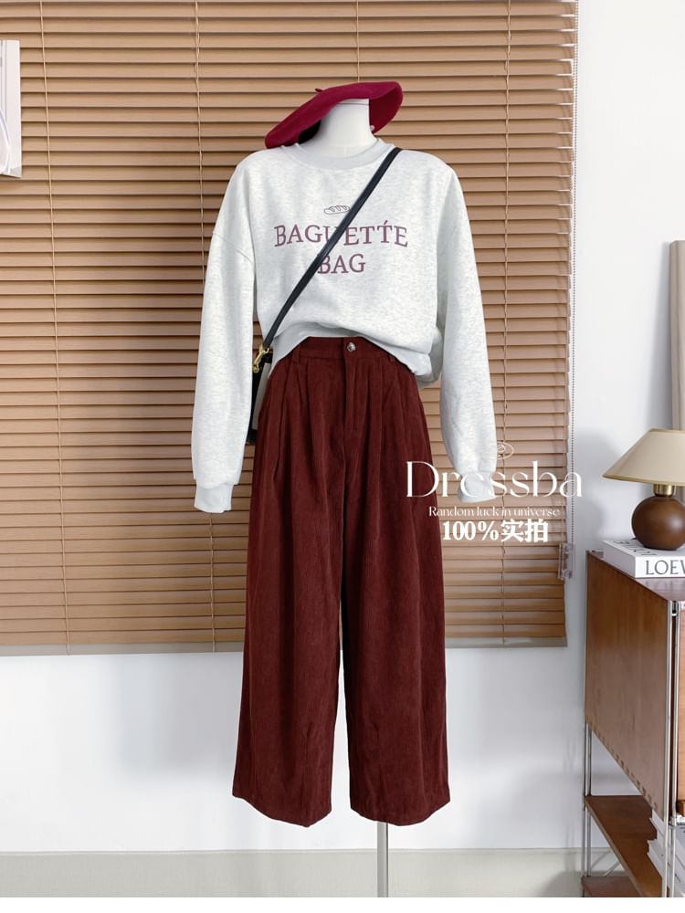 Fabrica - Corduroy broek met hoge taille en wijde pijpen